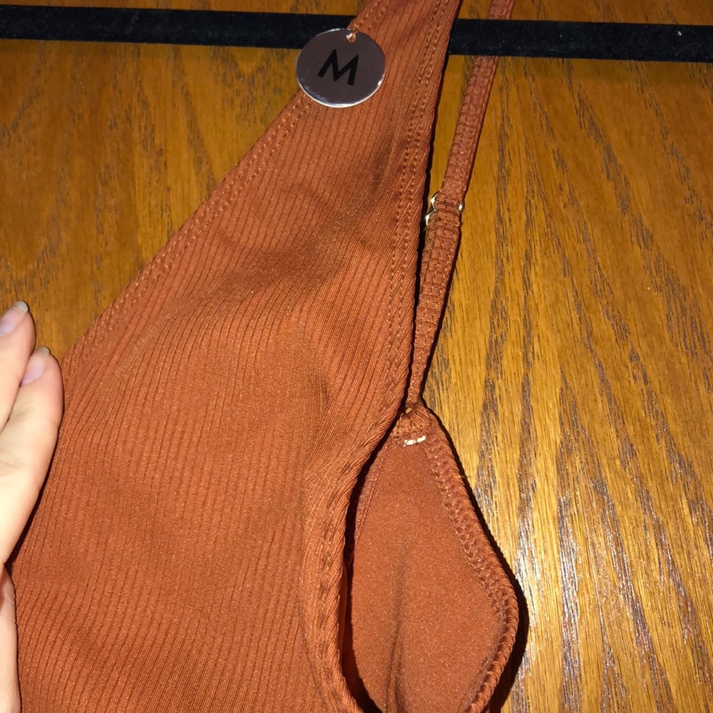 NWT burnt orange ribbed one piece swimsuit - Picture 3 of 5